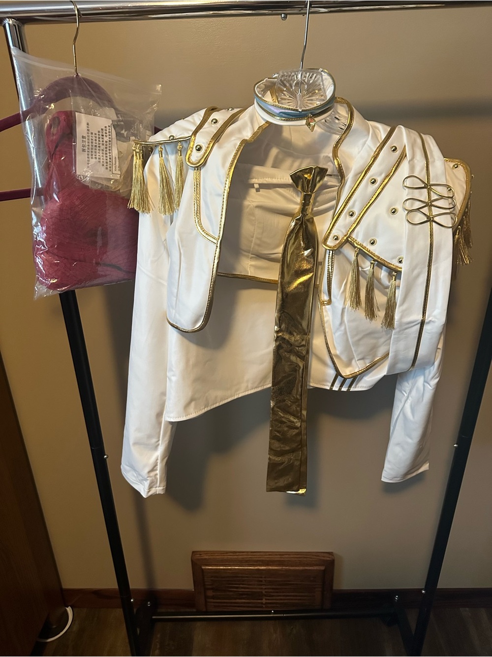 Mira K-Pop Demon Hunters White Costume with Gold Tie and Tassels